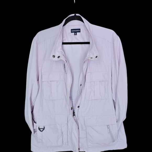 Lightweight Multi Pocket Utility Jacket by TravelSmith Lilac Women's Size XL - Picture 2 of 7